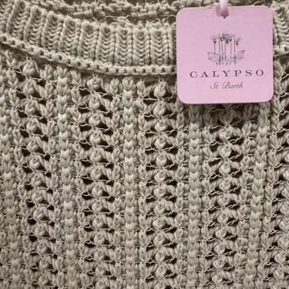Calypso St. Barth Varinka Beige Open-Knit Sweater size small $350 - Picture 8 of 11